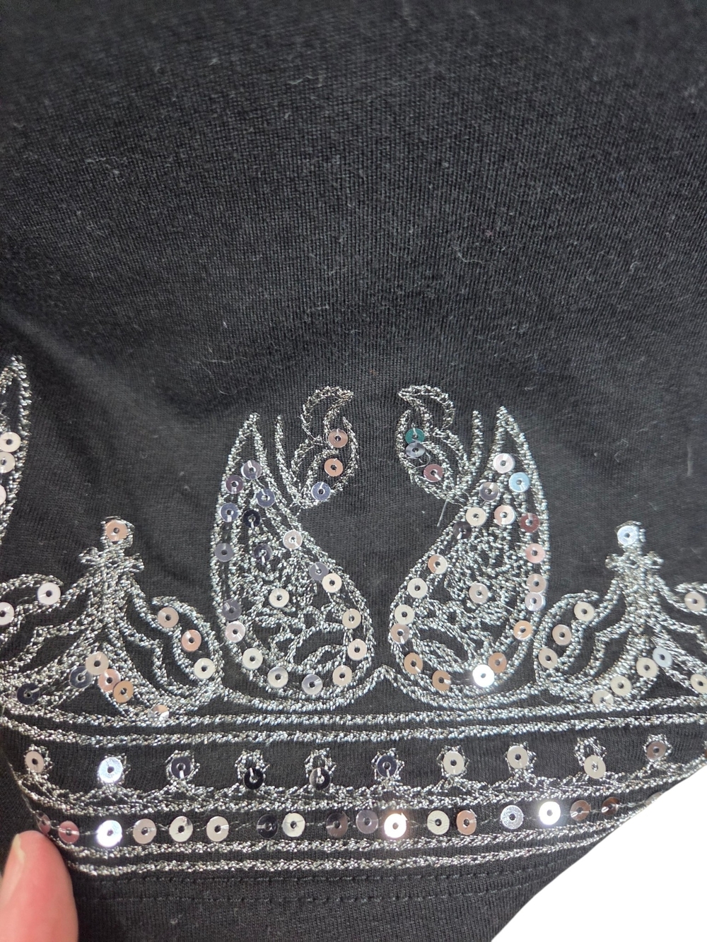 INC International Concepts Black Embroidered Tunic Top | Medium | Metallic V-Nec - Picture 6 of 16